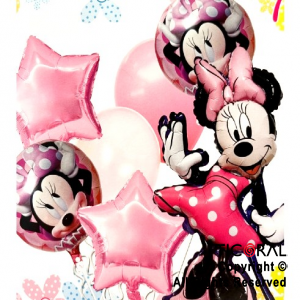 SET DE GLOBOS METALIZADO MINNIE 5 UNIDADES X 1